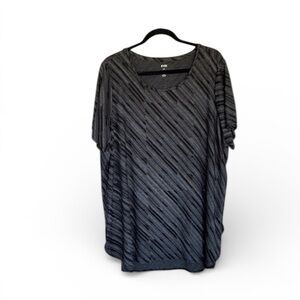 EVRI Striped Black & Gray Tee Top, oversized 2X